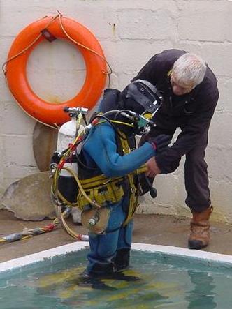 Diver using a Hot Water Suit 